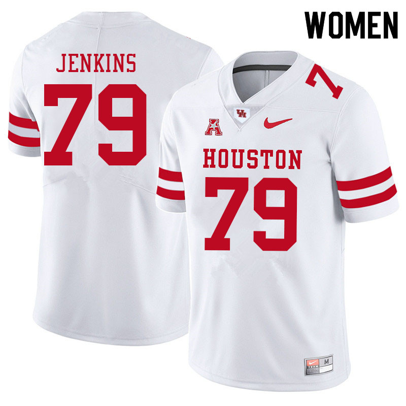 Women #79 Tank Jenkins Houston Cougars College Football Jerseys Sale-White - Click Image to Close